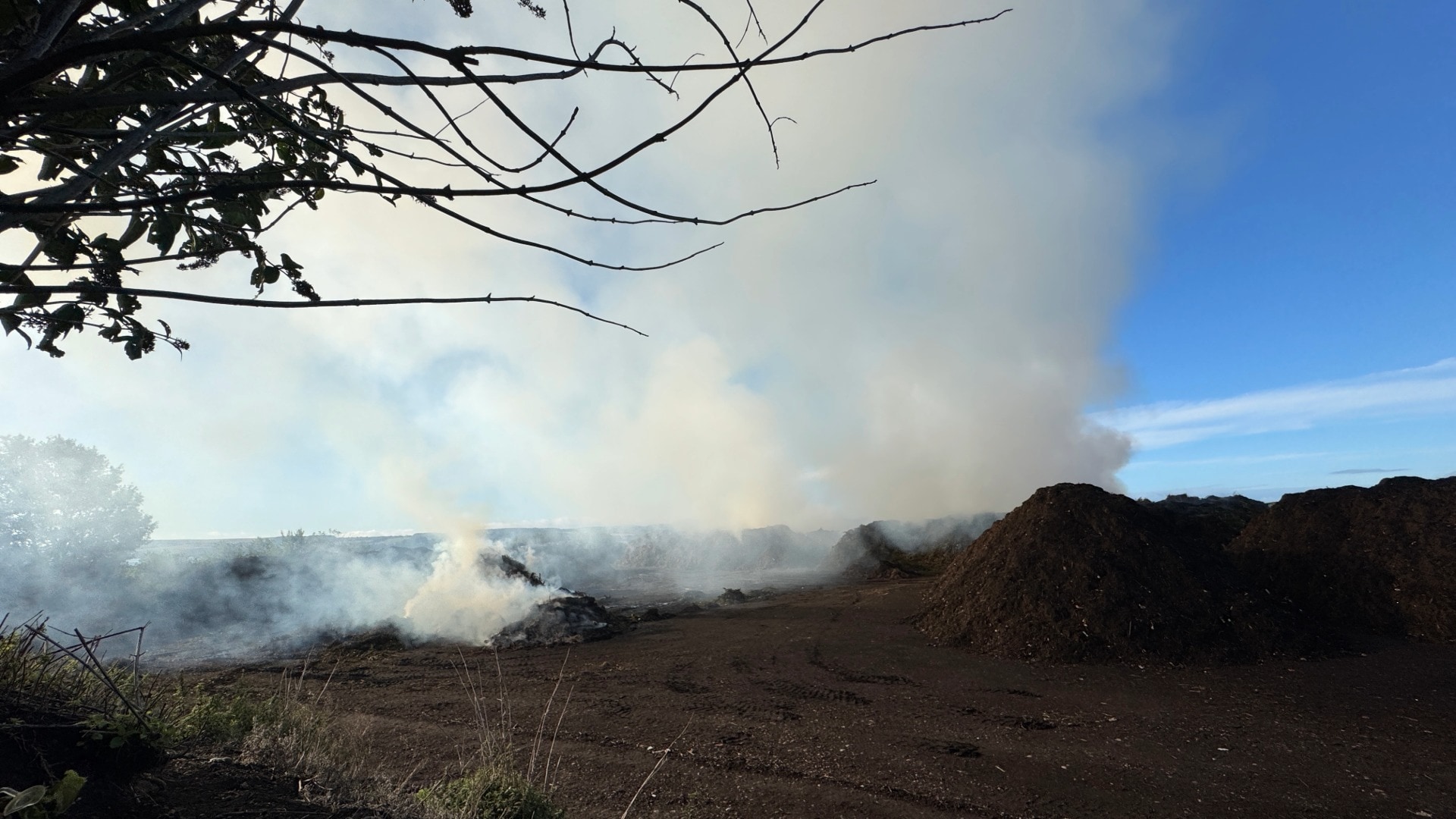 Fire crews are tackling a “large blaze” within a recycling centre near Dundee airport.