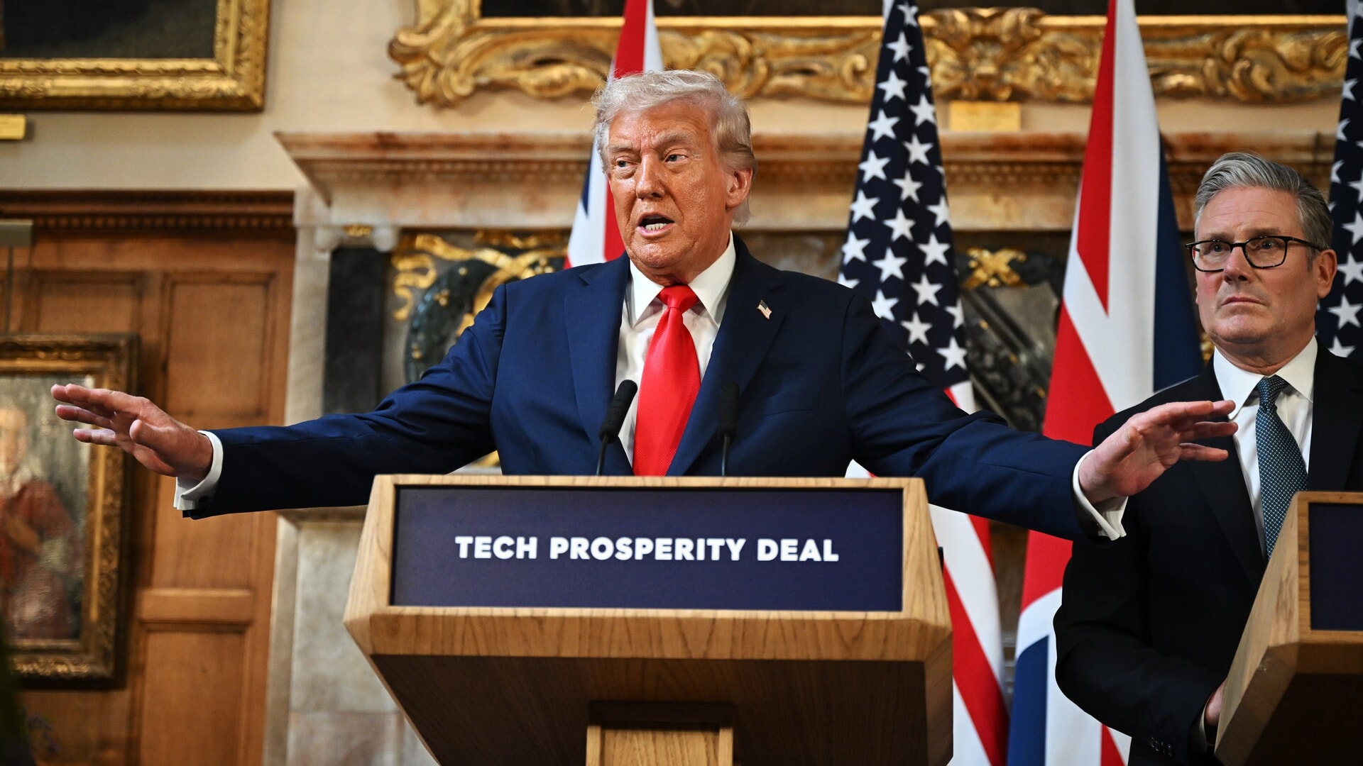 Prime Minister Sir Keir Starmer and US President Donald Trump during a press conference at Chequers, near Aylesbury in Buckinghamshire, on day two of the president’s second state visit to the UK.