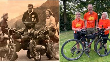 Scots trio reunite 40 years after epic cycling challenge to take on missing link