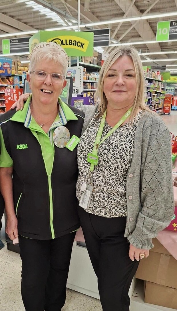 Joan took to the tills to mark her 80th birthday