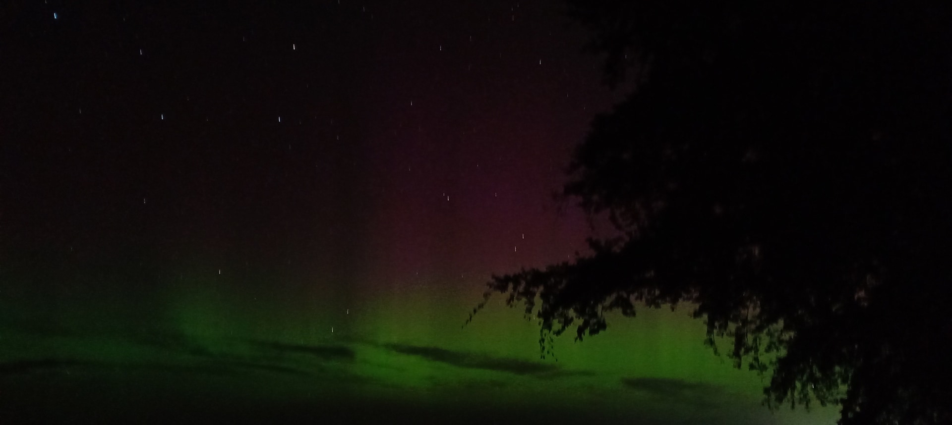 Aurora Borealis spotted from a gate post just south of Forres, Moray on Monday evening