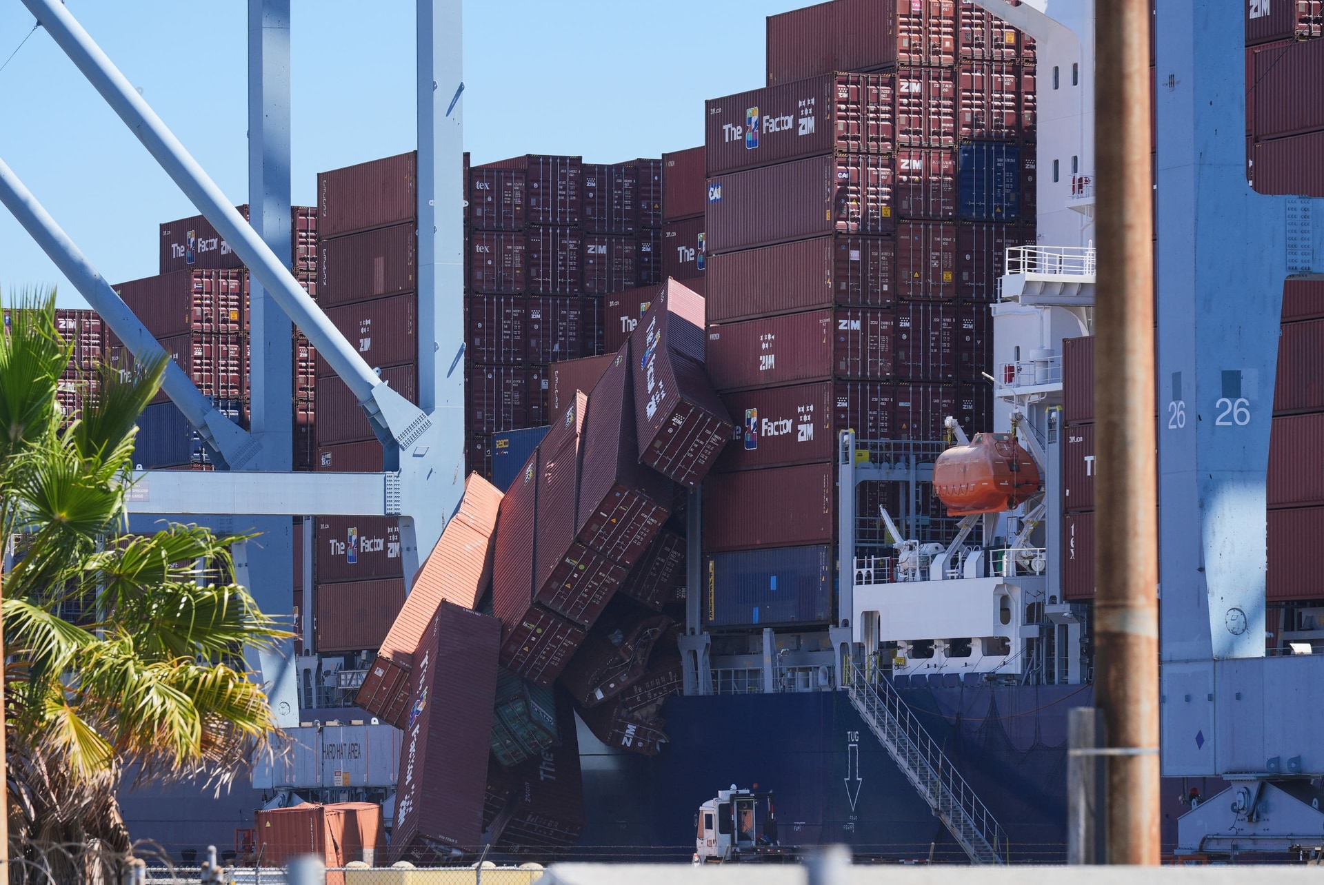 About 67 containers were in the water, the US coast guard said (