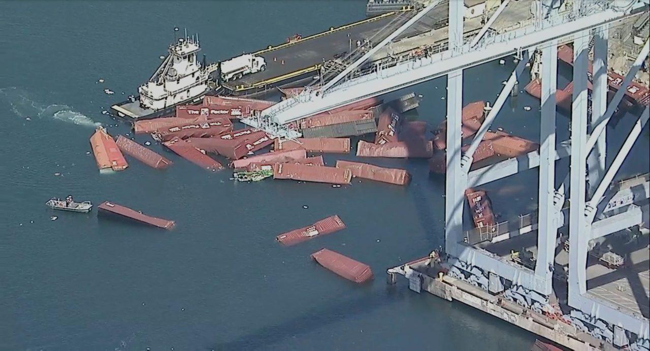 More than 60 containers fall off ship in Californian port