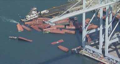 More than 60 containers fall off ship in Californian port