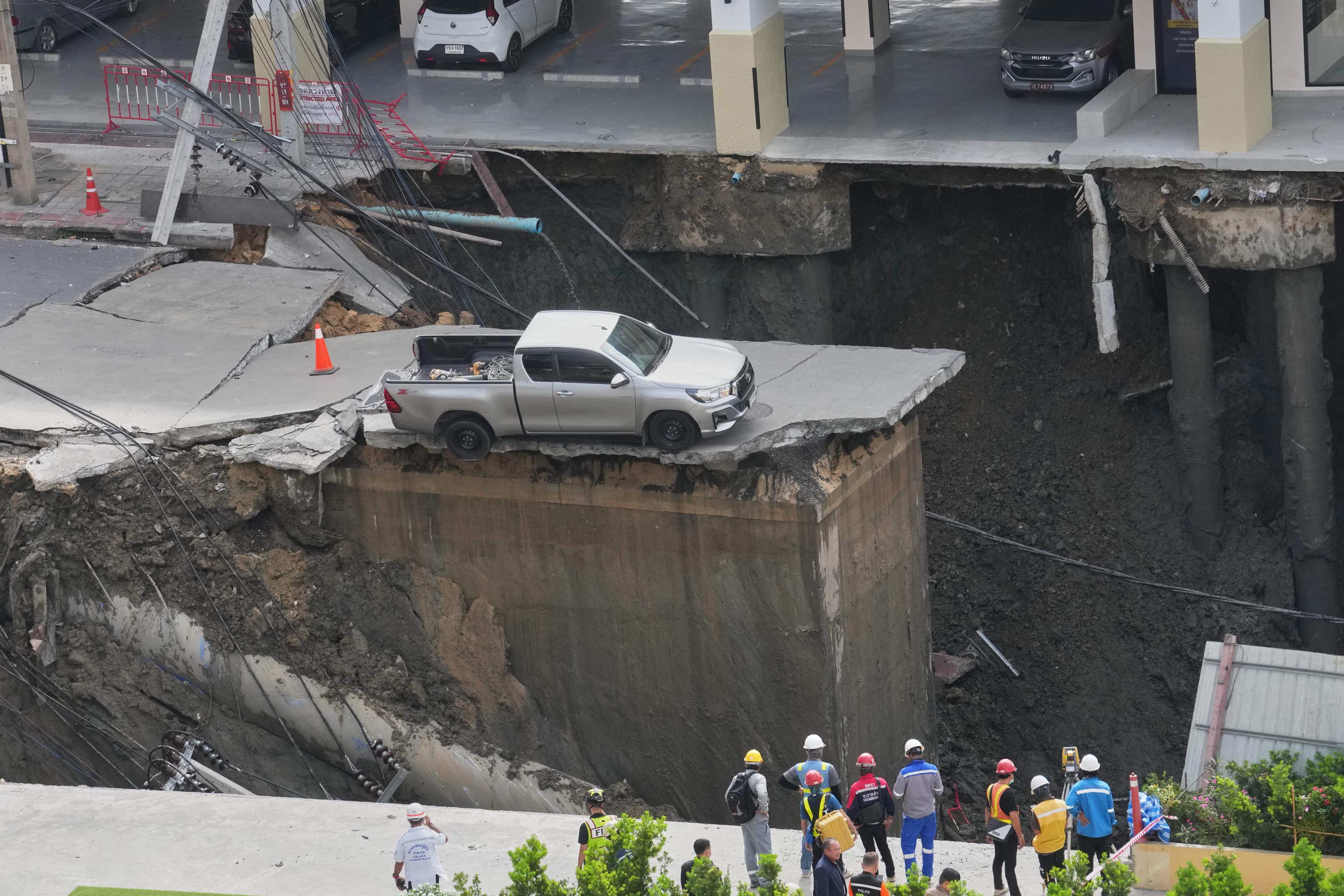 A road collapsed in Bangkok, Thailand