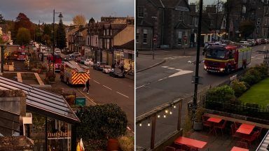 Fire crews extinguish blaze which broke out at former Bridge of Allan hotel