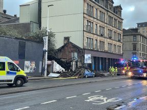 Building collapses and crushes car in Glasgow as Storm Amy batters Scotland