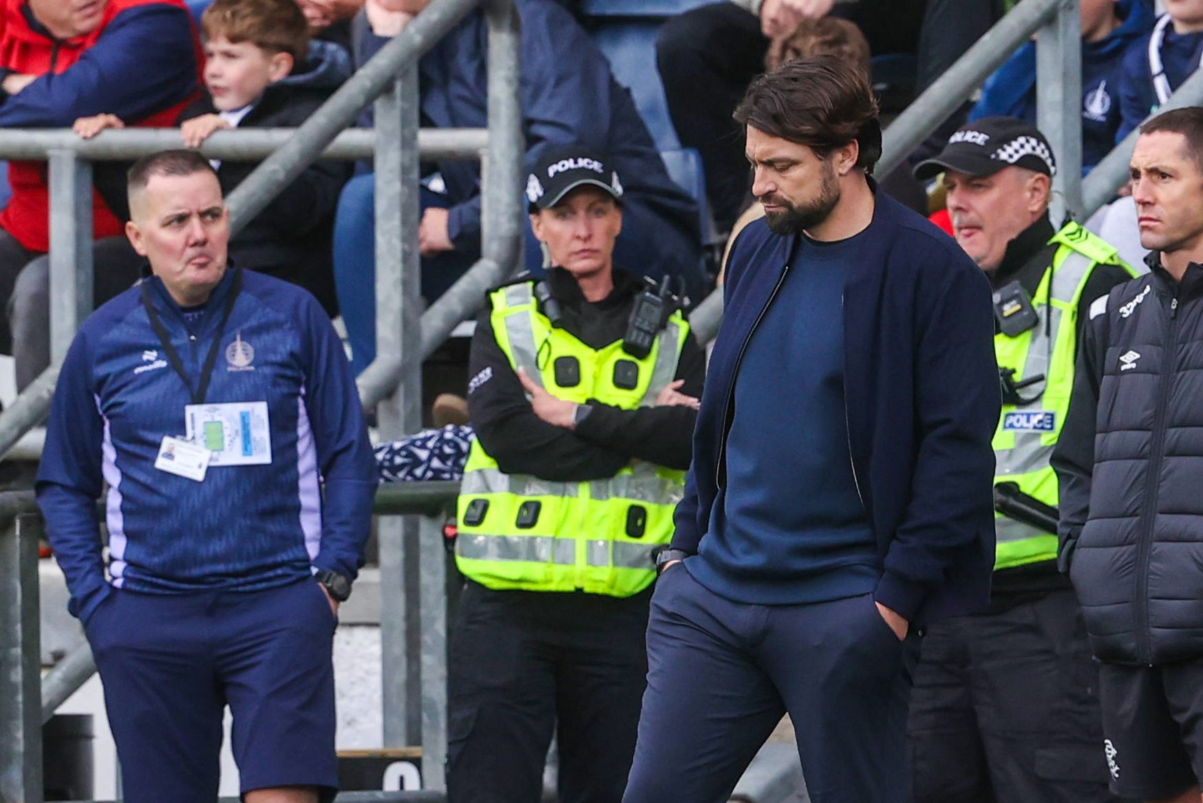 Rangers Head Coach Russell Martin looks dejected during his final game that ended in a 1-1 draw with Falkirk.