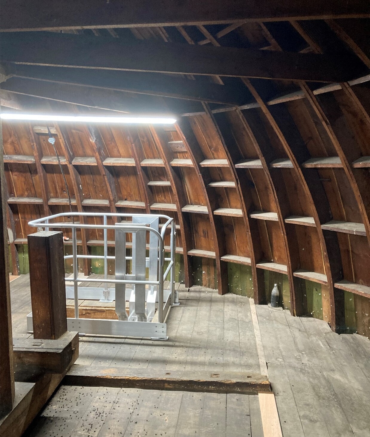 Clock tower repairs included restoring the internal timber structure.
