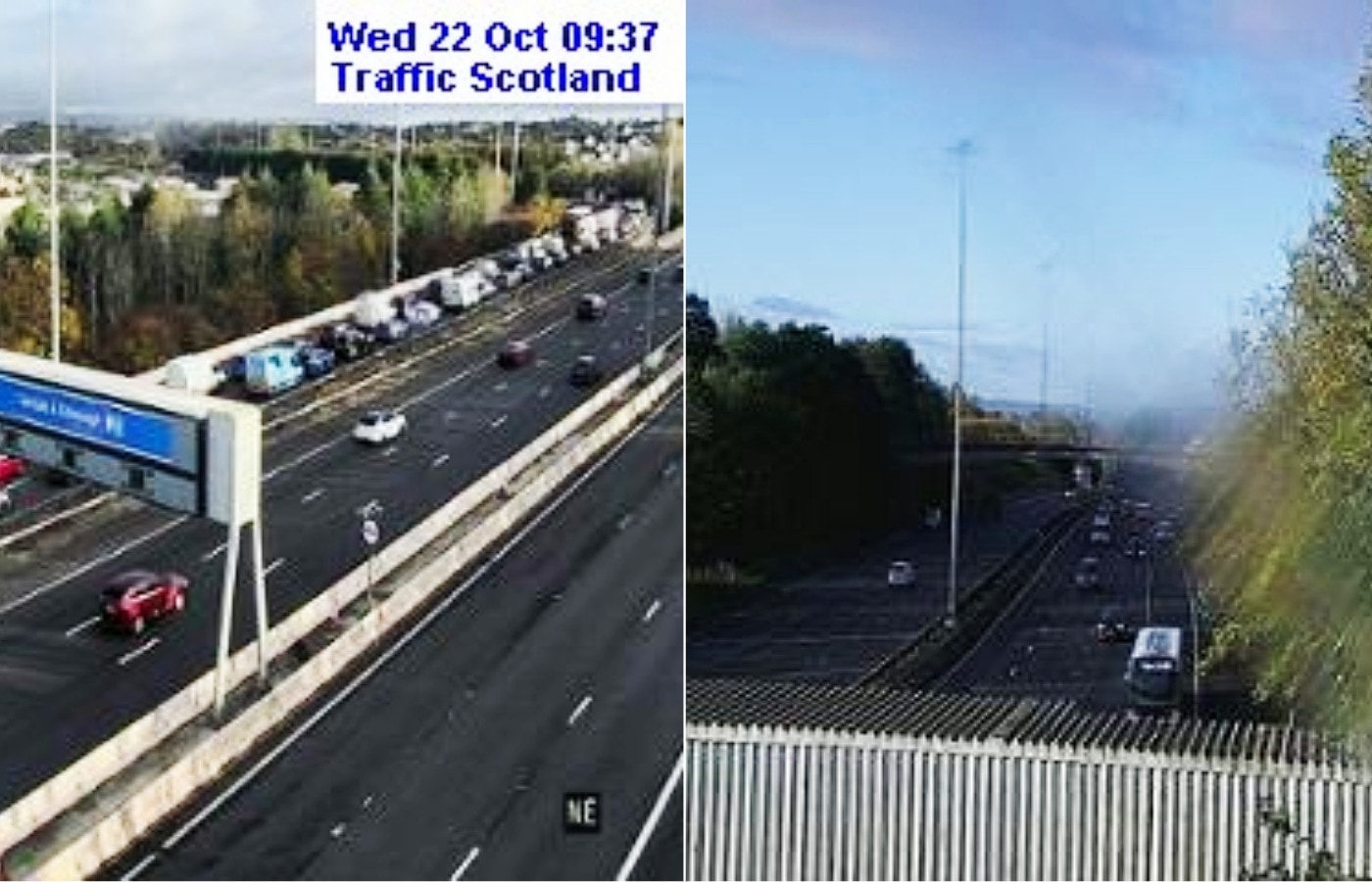 Traffic build up on the M8 heading onto the M80 at Provan, Glasgow.