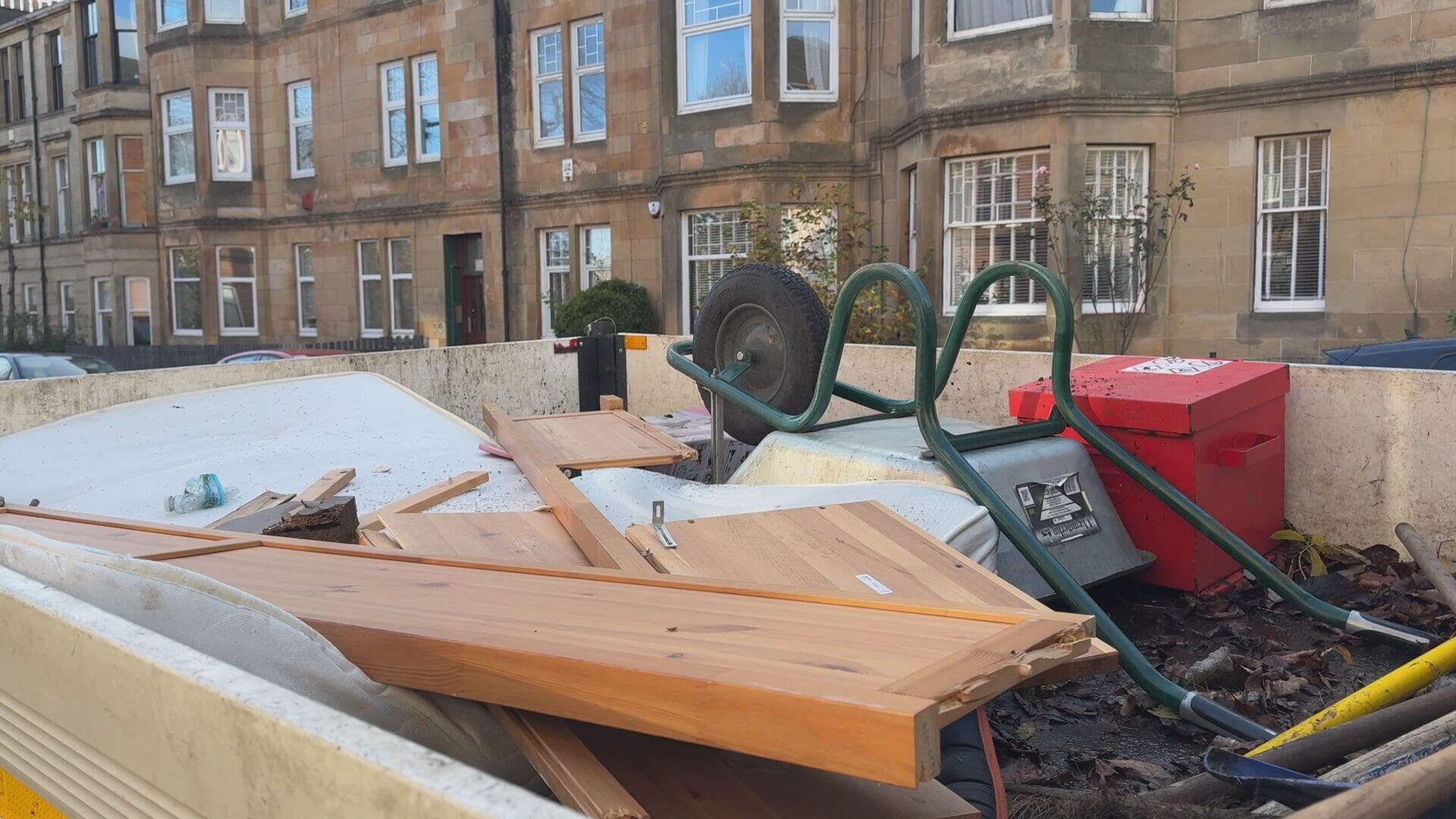 Clean-up teams are removing flammable material from the streets