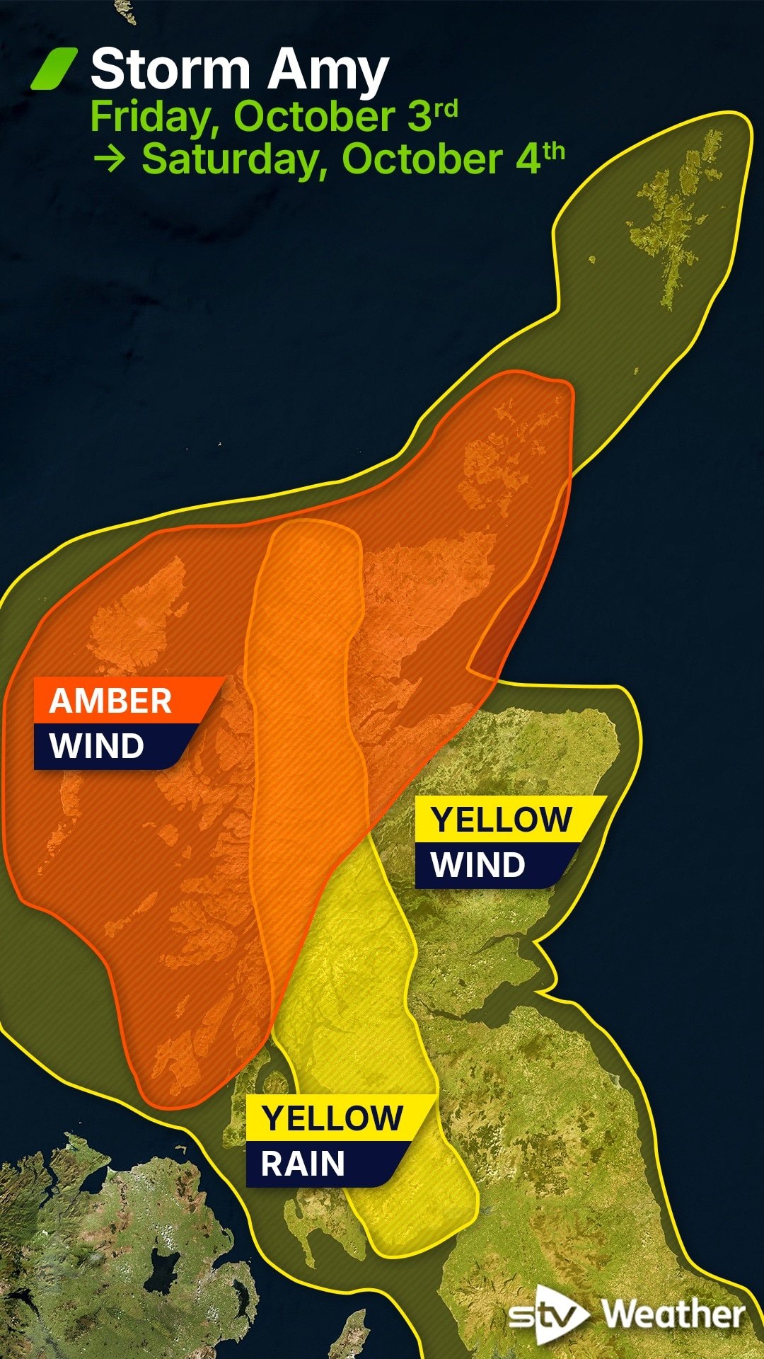 Storm Amy: Met Office amber and yellow weather warnings issued across Scotland.