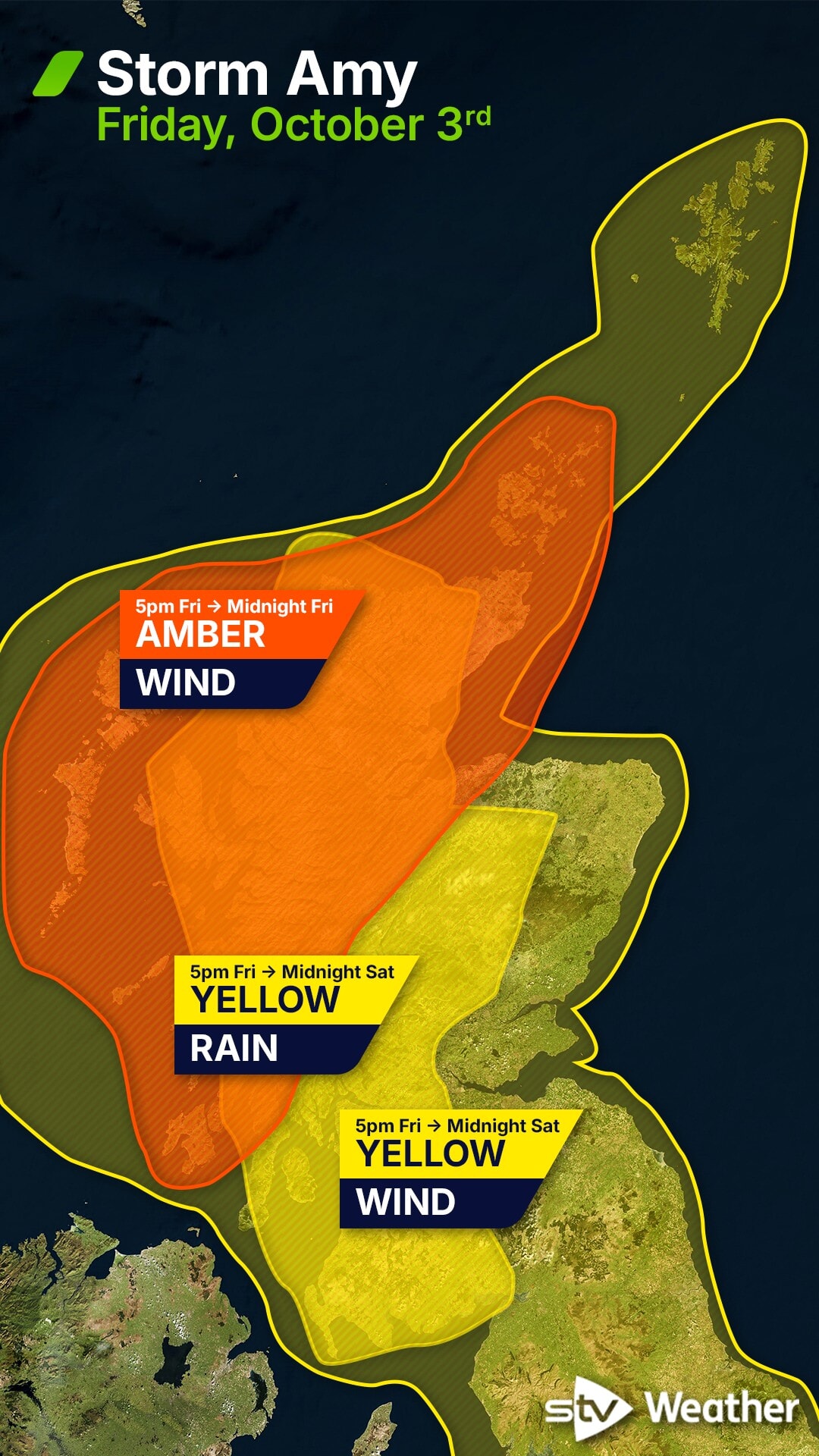 Weather warnings for Storm Amy on Friday=.
