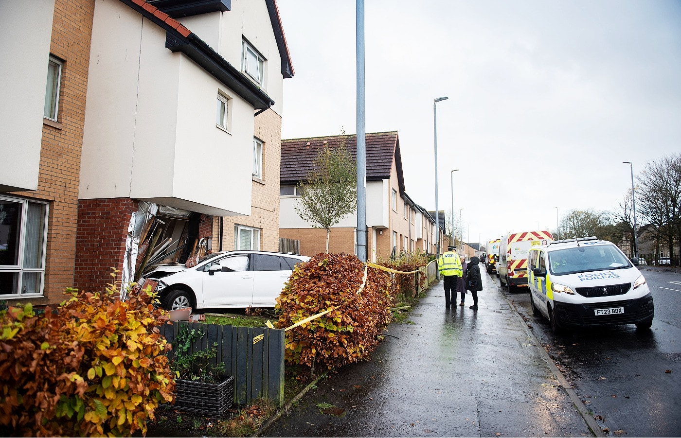 Car crashes into home on Auchinairn Road, Bishopbriggs.