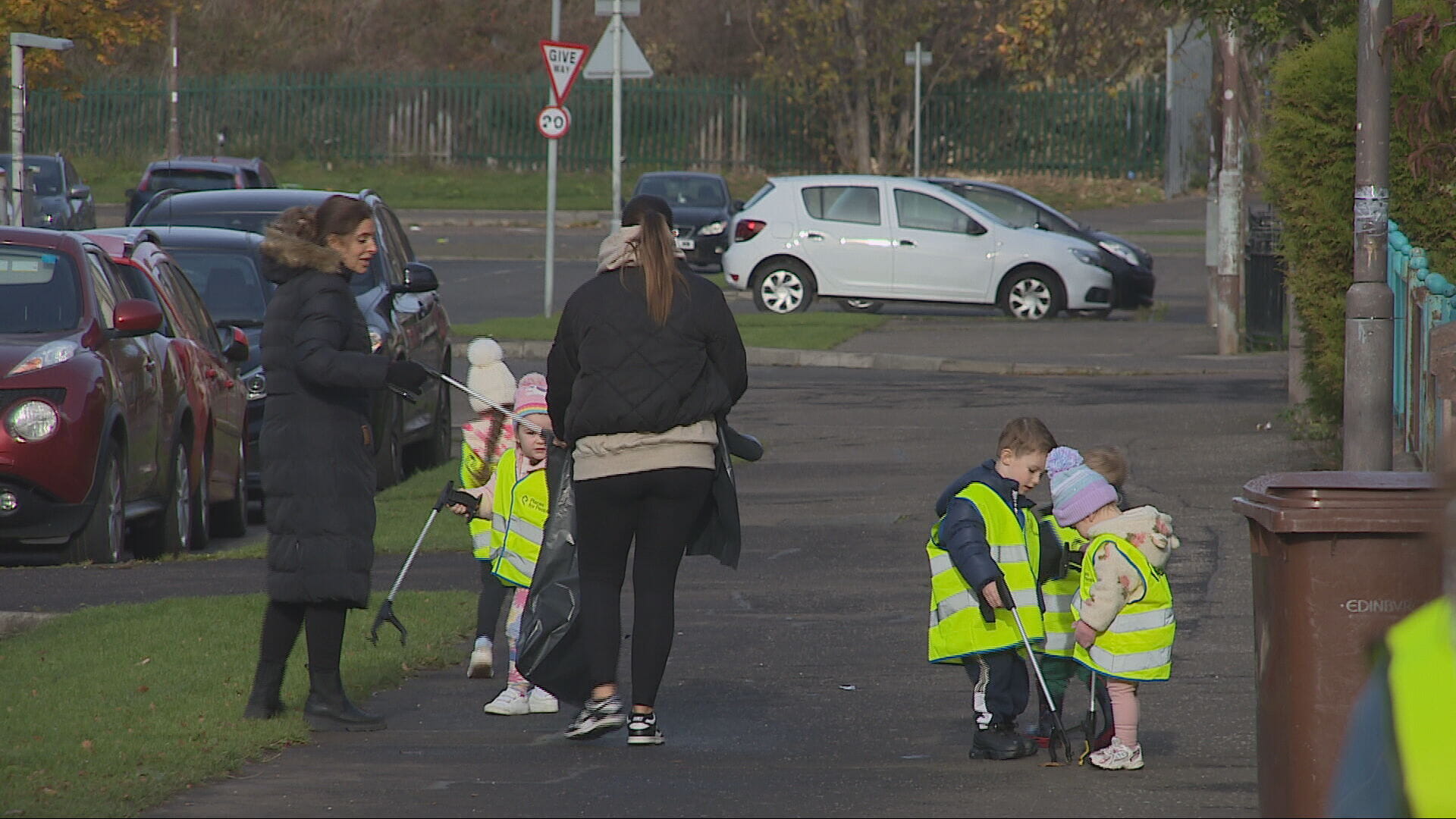 Nursery children joined the clean-up in the area