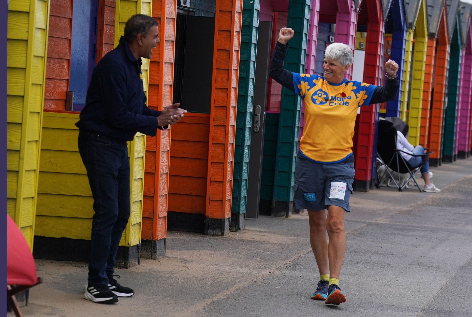 Former footballer and Marie Curie ambassador Chris Kamara joined Tracey Howe for part of her trek through the North East of England (