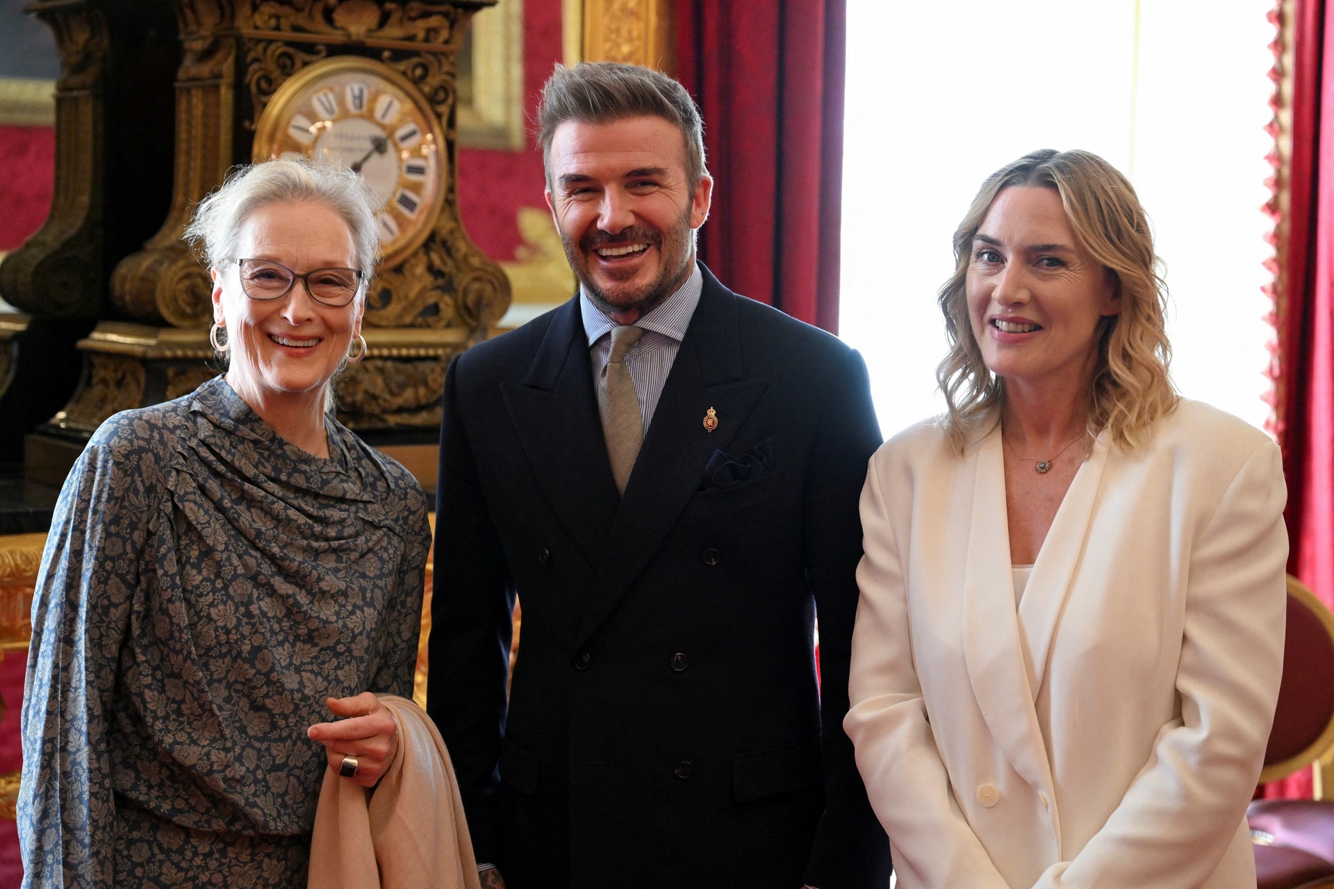 Meryl Streep, Sir David Beckham and Kate Winslet during the King’s Foundation Awards ceremony in June (Chris Ratcliffe/PA).