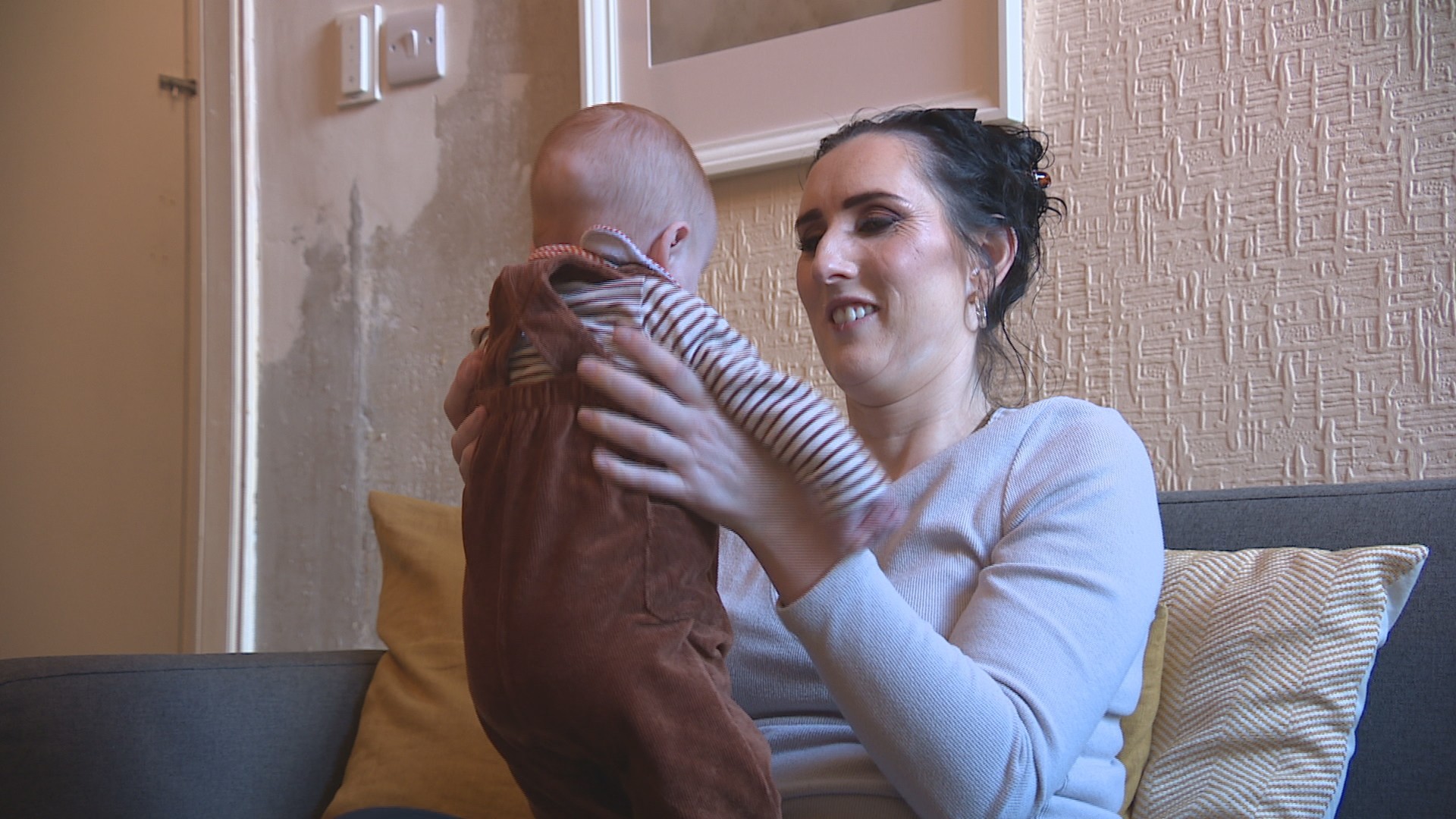 Kirsten with her new-born son.