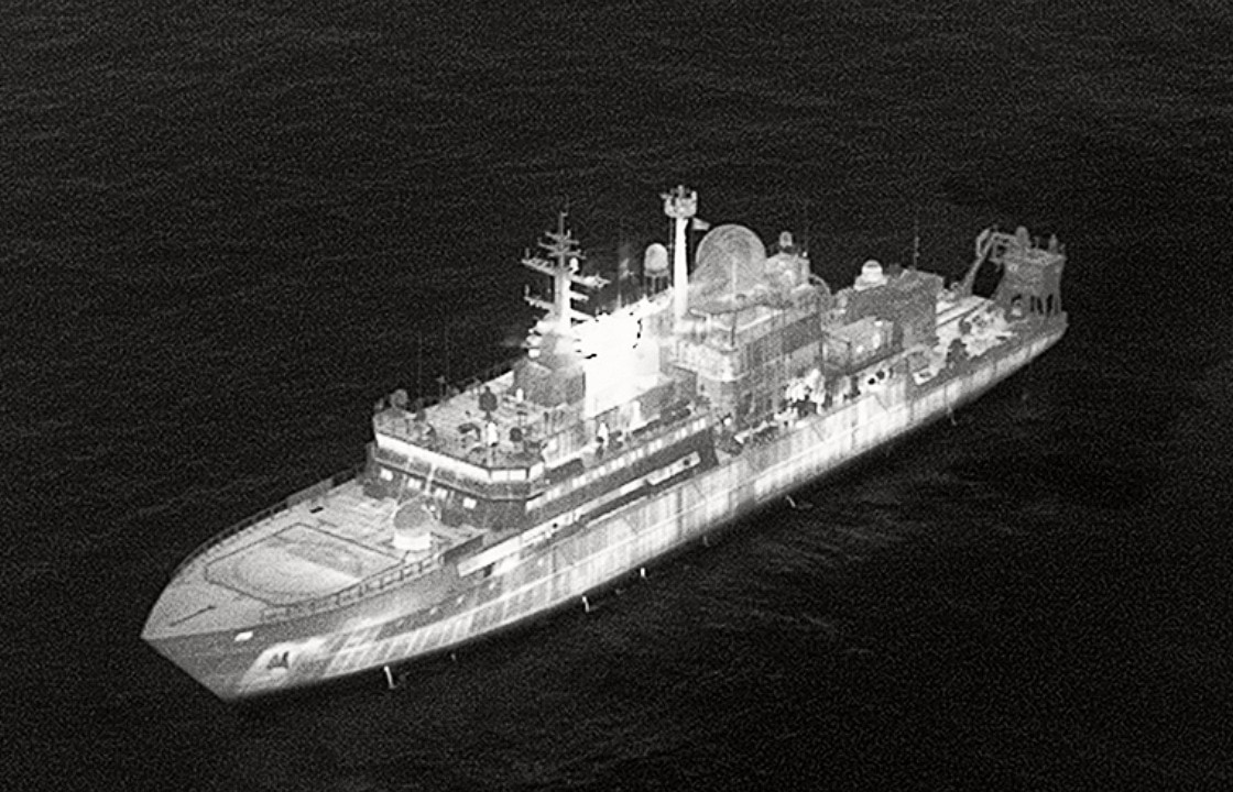 Russian spy ship the Yantar being tracked by the Royal Navy north of Scotland.