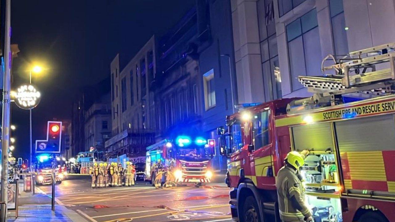 Fifty firefighters tackle blaze as Glasgow city centre street sealed off and H&M store evacuated