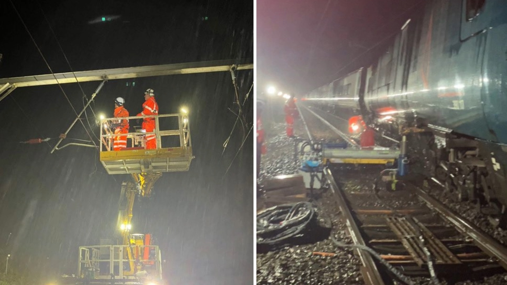 The derailment has blocked the opposite line.