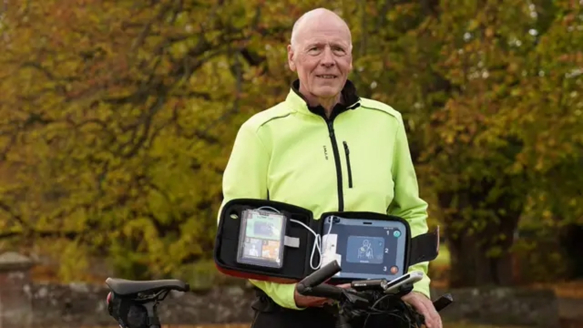 Jamie Martin, 64, had been cycling with three friends through East Lothian when his heart stopped.