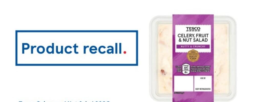 Tesco recalls Tesco Celery, Fruit and Nut Salad because of undeclared mustard