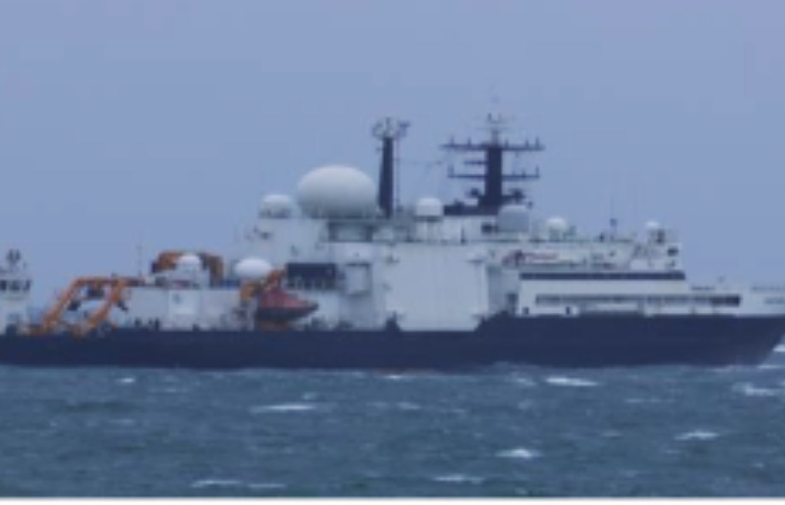 Russian spy ship the Yantar being tracked by the Royal Navy north of Scotland.