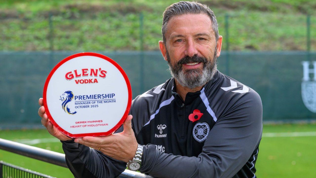 Hearts boss Derek McInnes wins third consecutive Manager of the Month award