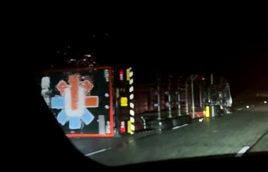 Multiple HGVs were blown over.