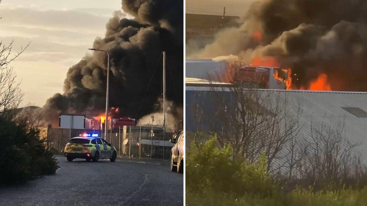 Huge blaze erupts near Methil harbour as multiple lorries and trailers on fire