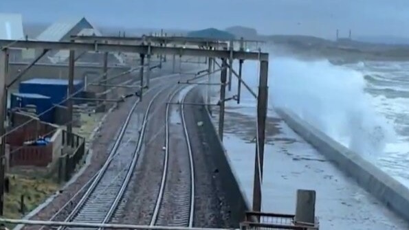 Glasgow trains cancelled after waves crash over sea wall onto overhead lines