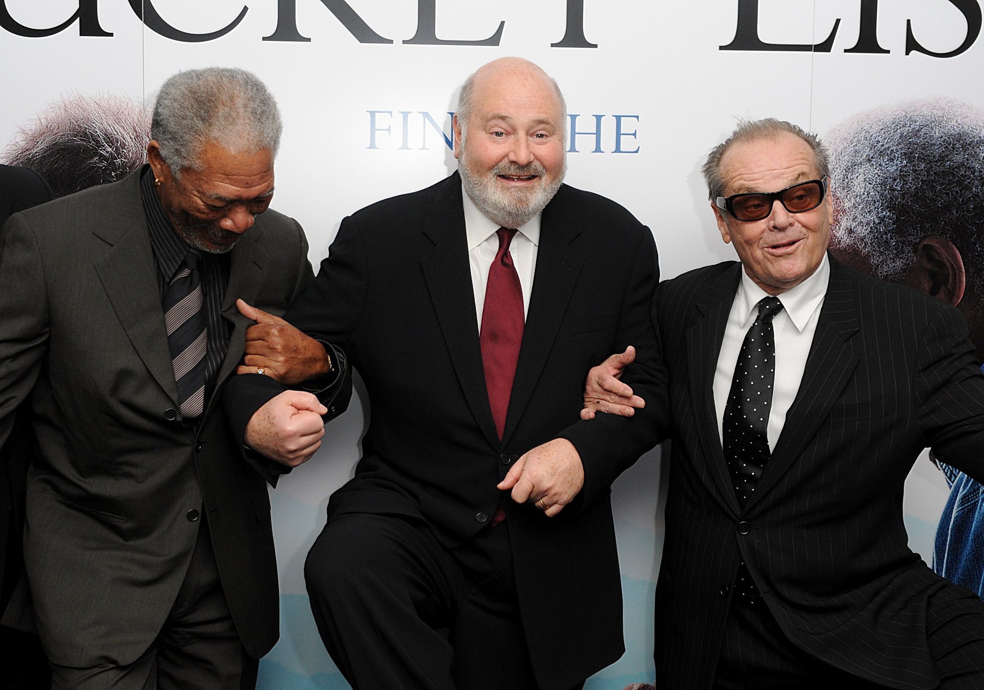 Jack Nicholson (right), director Rob Reiner and Morgan Freeman (left) arriving for the UK premiere of The Bucket List at the Vue West End, London.