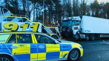 Two lorries and bus crash during rush hour in Edinburgh