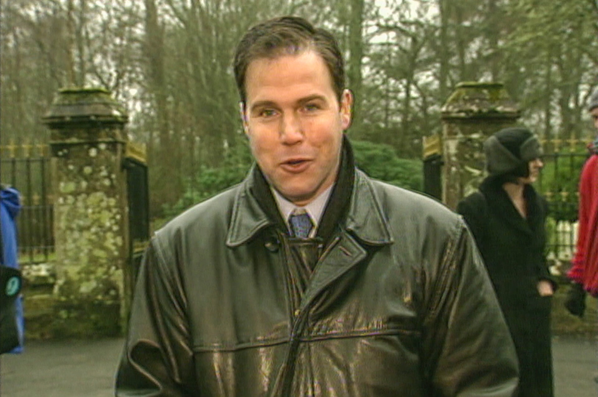 John MacKay in the rain outside Skibo Castle.