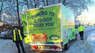 Asda home shopping drivers deliver free food to snow trapped Aberdeenshire villages