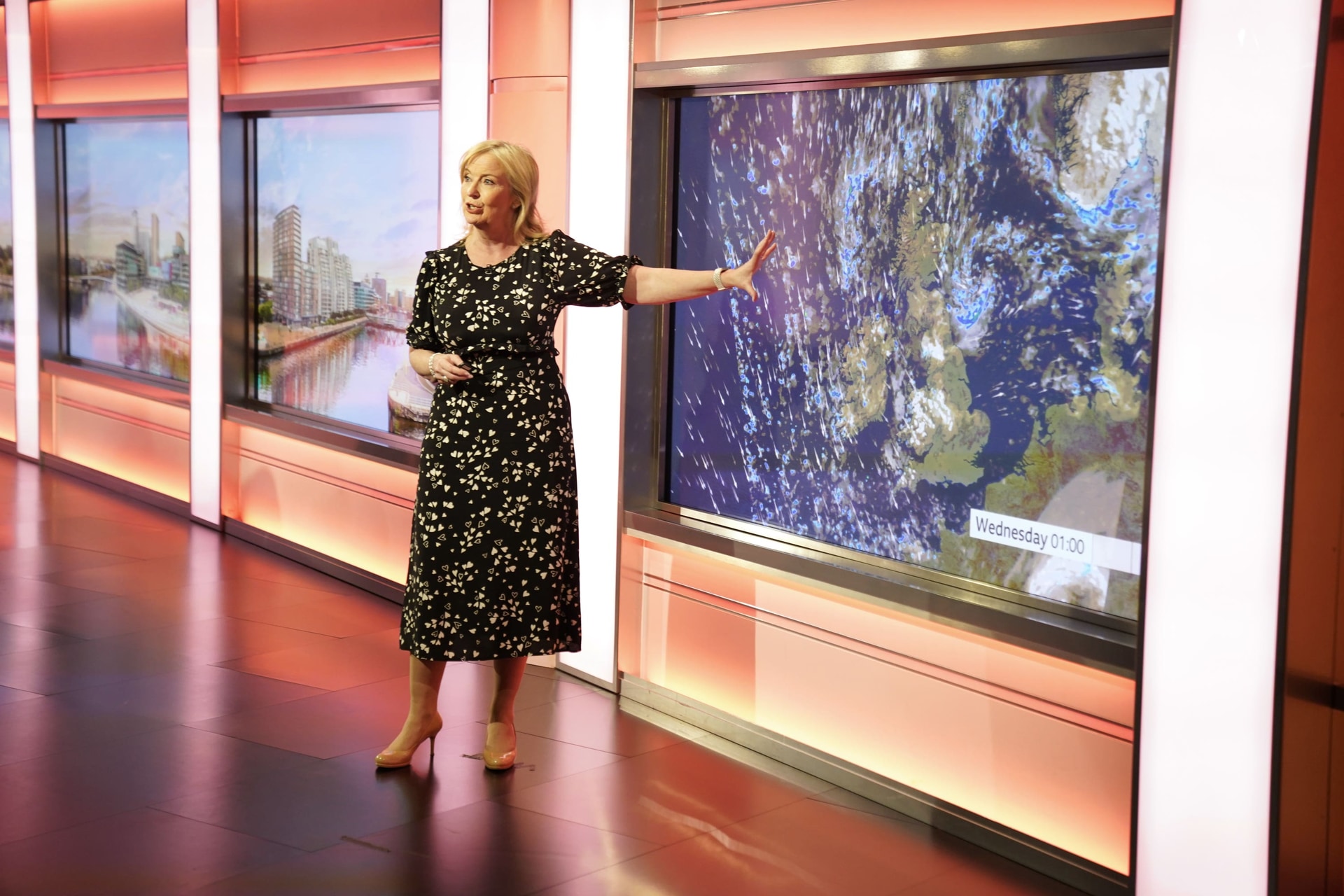 Weather presenter Carol Kirkwood in the studio
