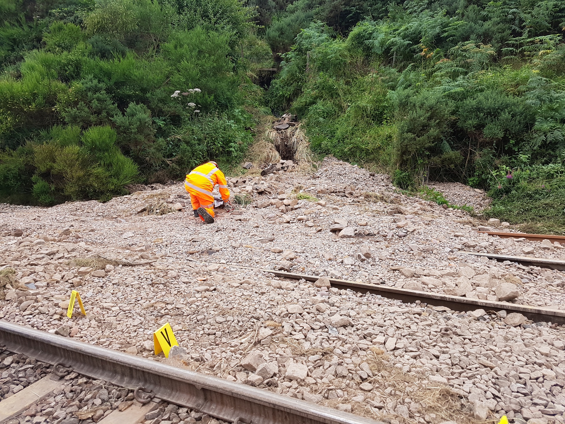 The accident happened after debris was washed out of a trackside drain