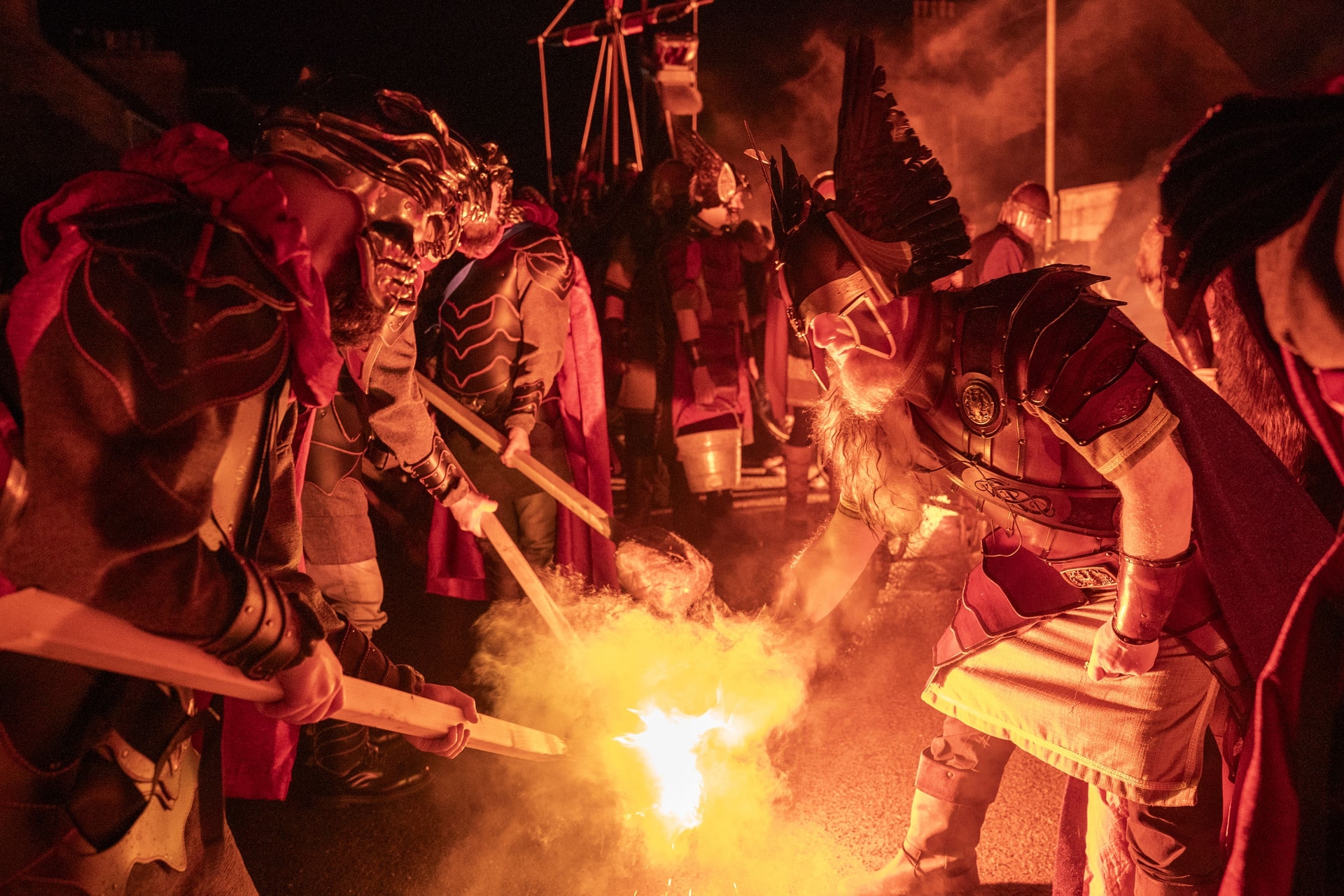 Members of the Jarl Squad light their torches