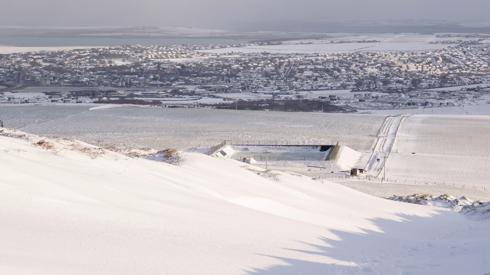 Kirkwall covered in snow.