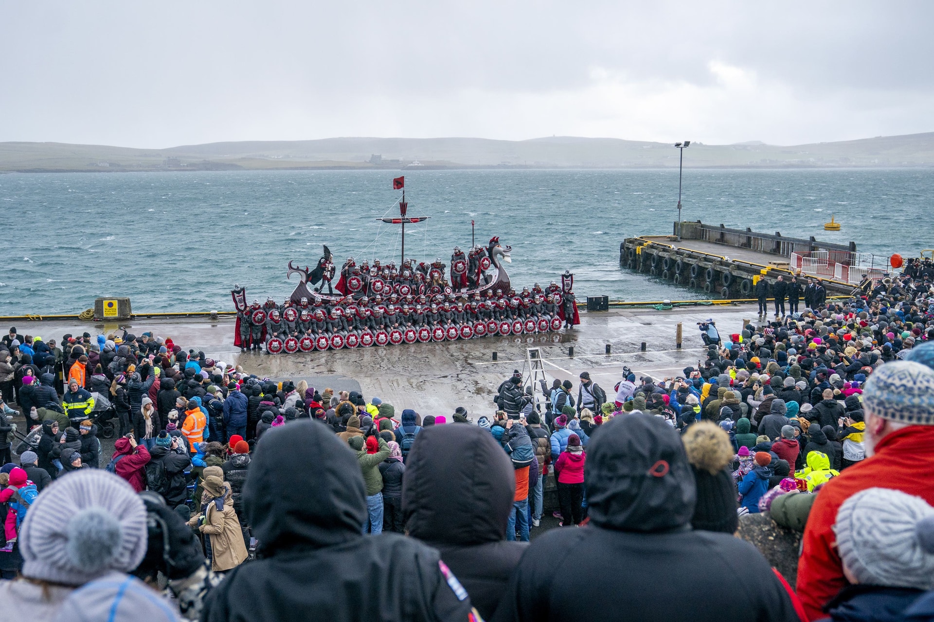 The Jarl Squad on the galley at the harbour in Lerwick