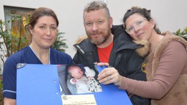 Bereaved couple donate Cuddle Cot to University Hospital Wishaw in memory of late son