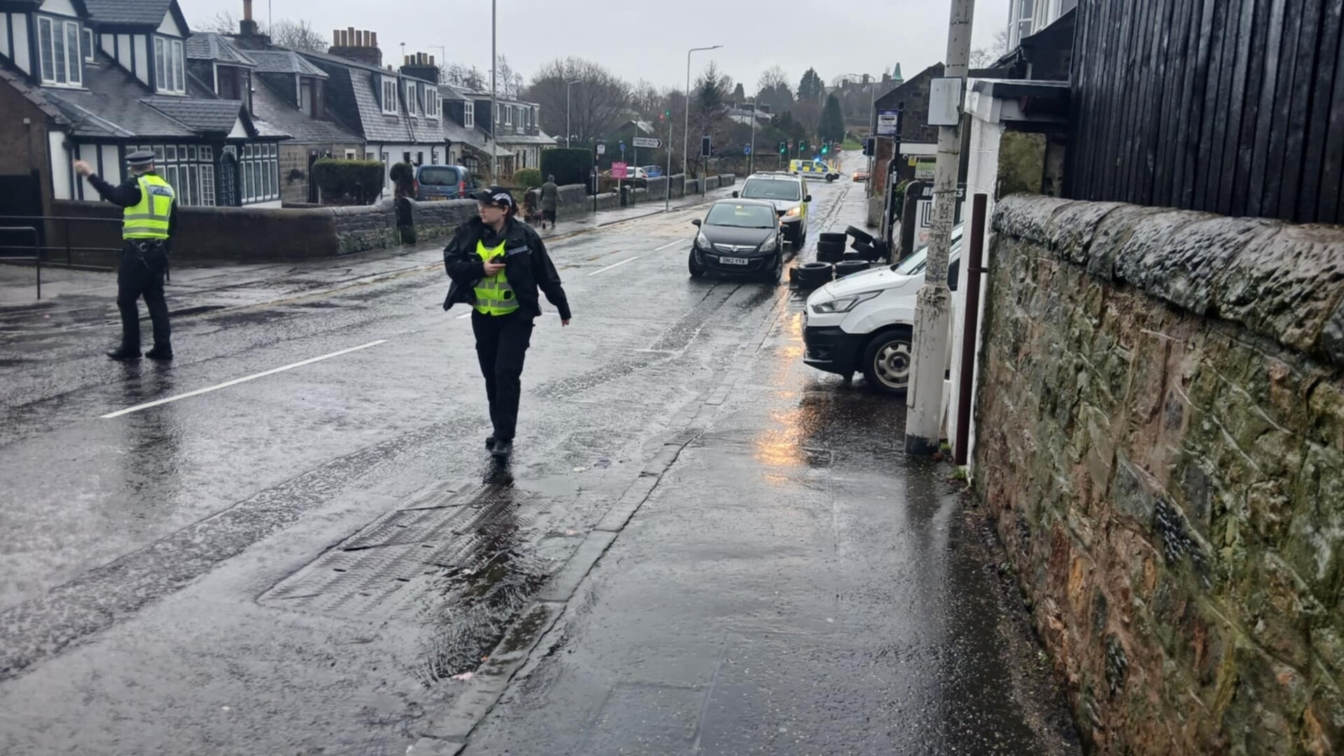 Townhill Road in Dunfermline is closed after a manhole exploded.