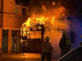 Bus bursts into flames as street closed down in Edinburgh City Centre