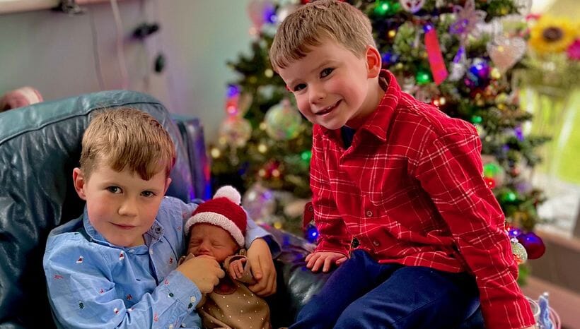 Seòras met his two older brothers, Findlay and Hamish at Christmas.