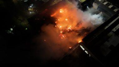 Fire burns through Celtic supporters’ club and forces shopping centre to close