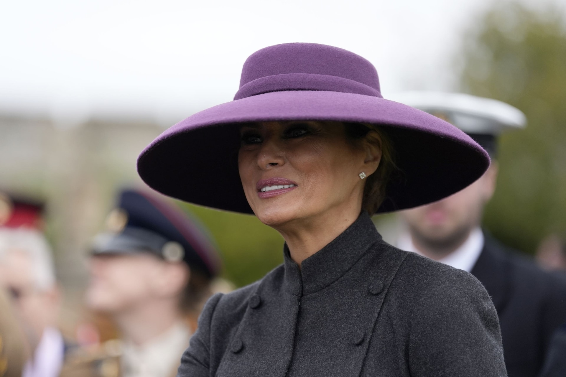 Melania Trump meeting members of the armed forces during US President Donald Trump’s second state visit to the UK (Andrew Matthews/PA)