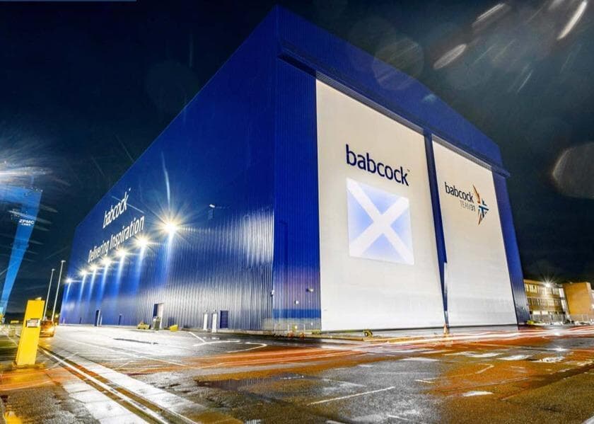 An image of what the new build hall at Rosyth Dockyard will look like.