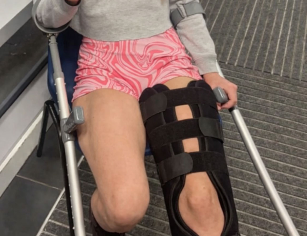 The teenager suffered torn ligaments in her left knee and soft tissue damage throughout her leg