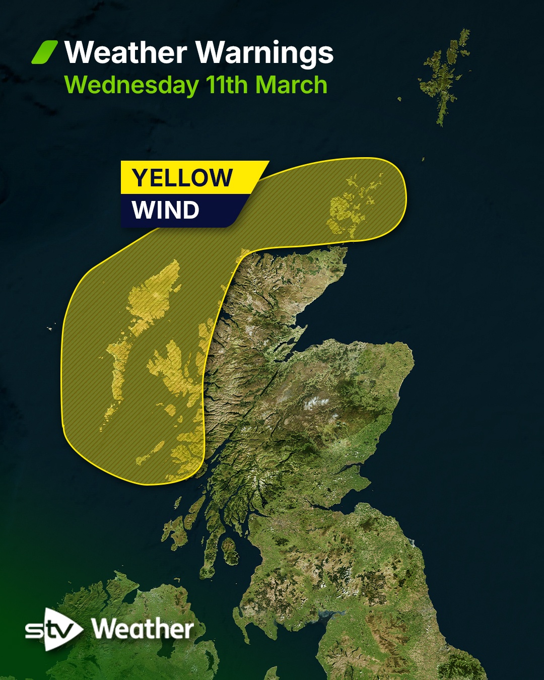 The first yellow weather warning came into force at midnight and lasts until midday on Wednesday covering the northwest.